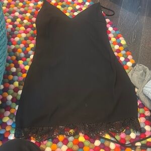 Superdown Chic Black Dress with Lace Hem
